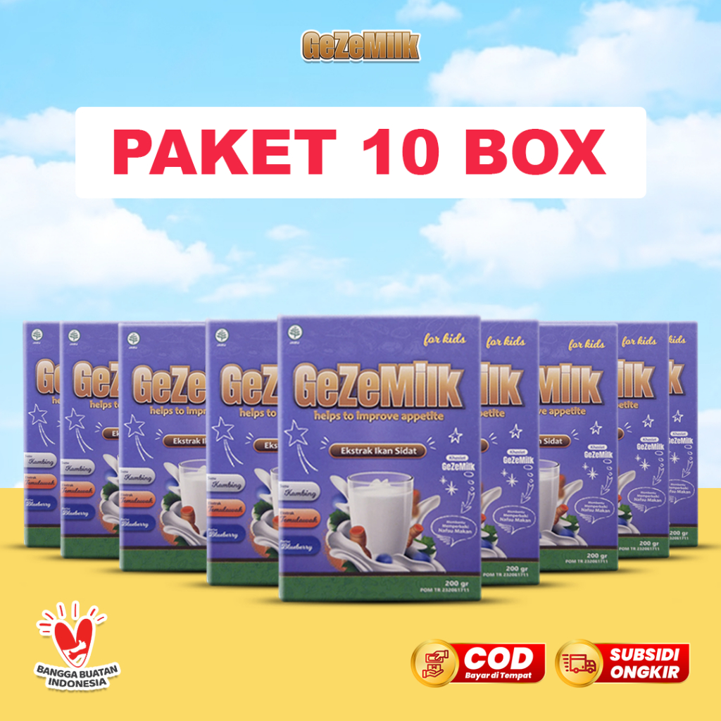 

Susu Anak GeZeMilk 10 Box - Membantu meningkatkan Kecerdasan, Tinggi Badan, dan Nafsu Makan Anak