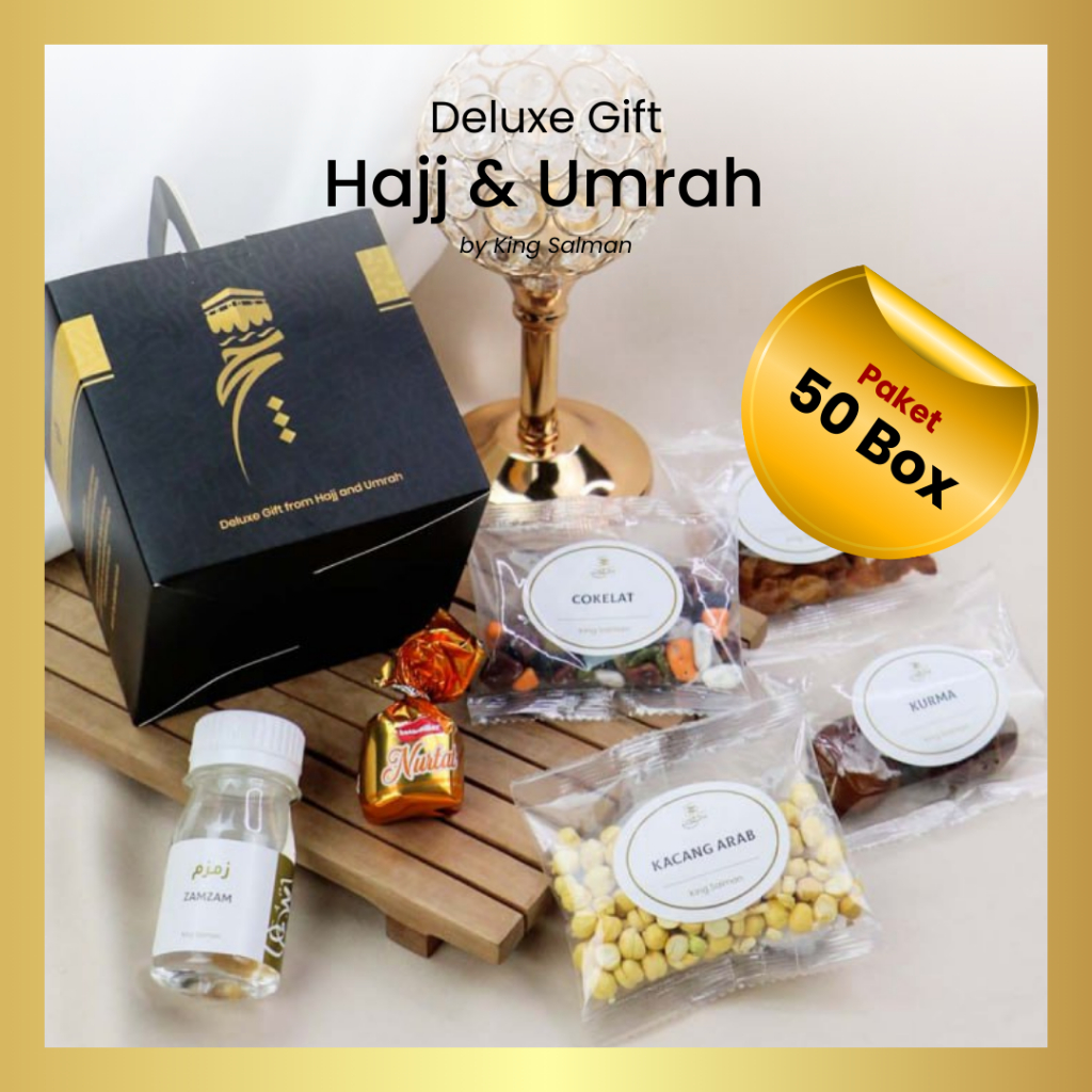 

OLEH-OLEH UMROH & HAJI PREMIUM | King Salman Deluxe Gift | SHAFA - BLACK | PAKET 50 PCS