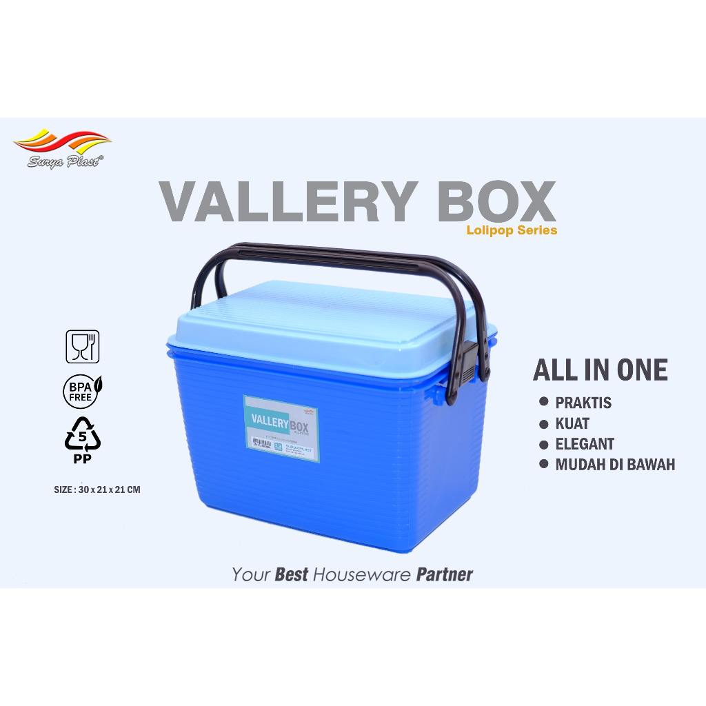 Box Vallery | Box Plastik13 Liter Dobel Handle Dobel Clip Kunci | Keranjang Piknik Plastik
