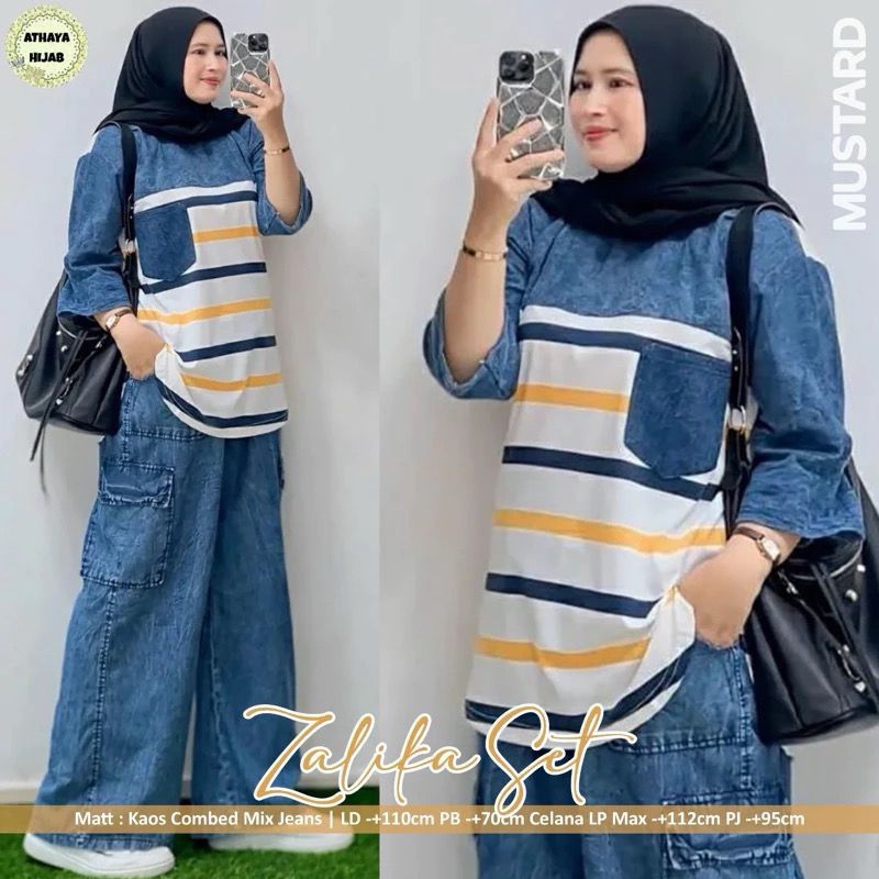 VITO SET JUMBO ZALIKA SET JUMBO Setelan Jumbo Jeans Cargo Mix Combed Premium 20s