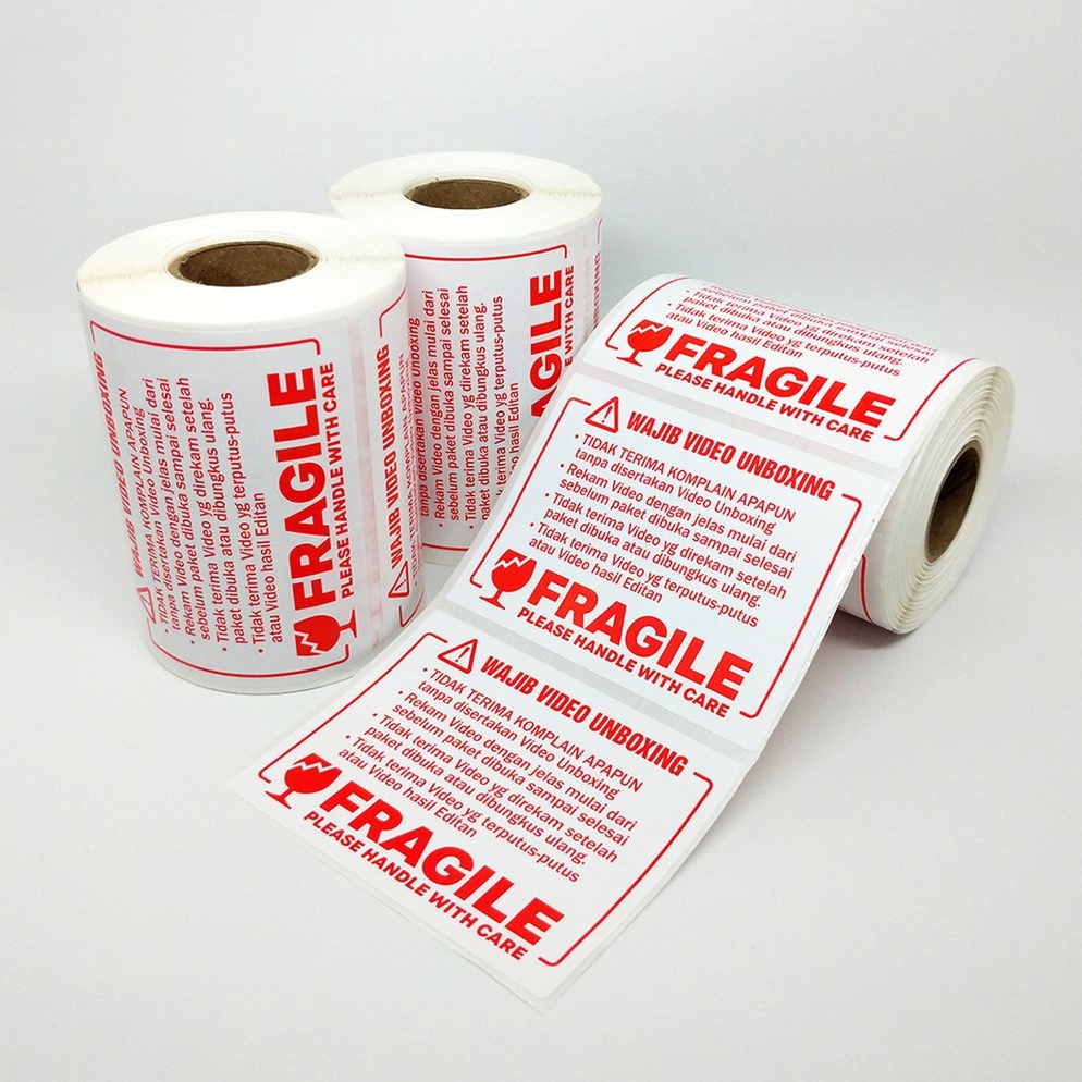 

KODE B25N Sticker Fragile Label Wajib Video Unboxing Stiker Pengiriman Online Shop 6 x 8 cm 1 roll 3 pcs