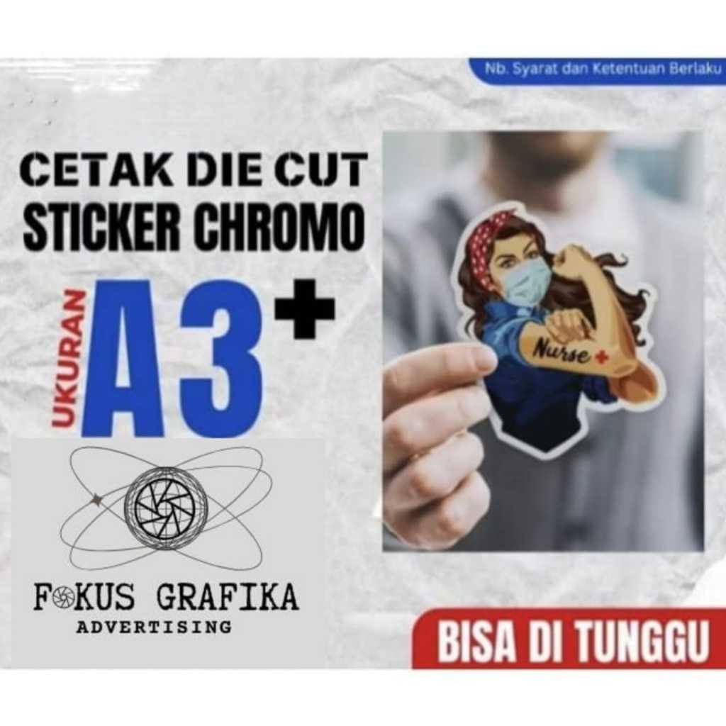 

CETAK STIKER LABEL CHROMO ( tidak tahan air ) KEMASAN A3+ +DIECUT ( potong putus )