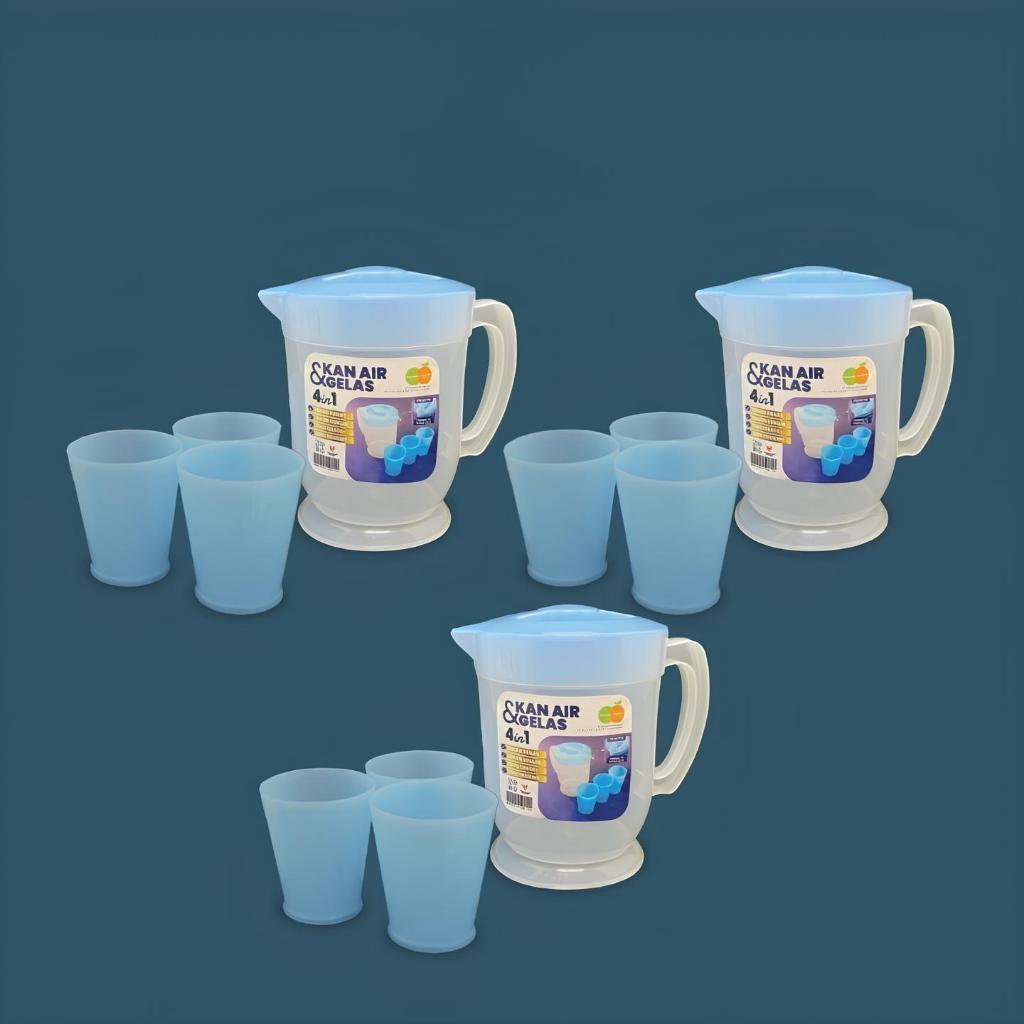 Golden Sunkist Set 3Pcs Set Teko Air Kecil Plastik 4In1 Mulya Jaya