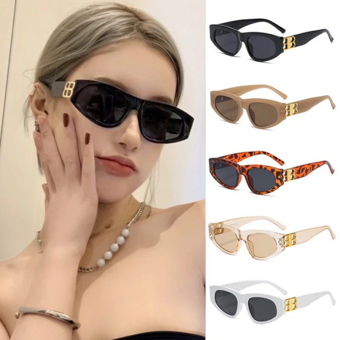 Kacamata Hitam Wanita Double B Logo Anti UB Fashion
