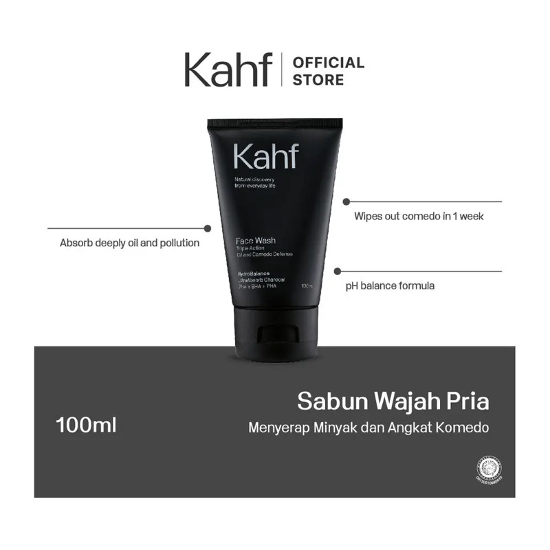 khaf triple action oil and comedo defense face wash 100 ml sabun wajah pria