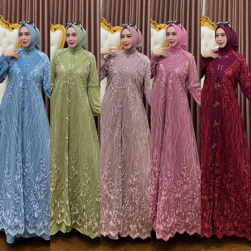 NOVIA DRESS MATT CERUTY BABYDOLL MIX BROKAT / GAMIS WANITA DEWASA / GAMIS SERAGAM MEWAH / GAMIS LEBA