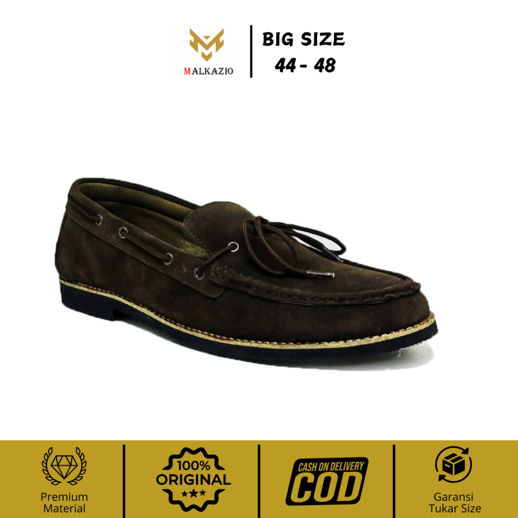 Malkazio | Sepatu Formal Pria Rope Brown | Loafers Kasual Kerja Big Size Jumbo 44 45 46 47 48 Kulit