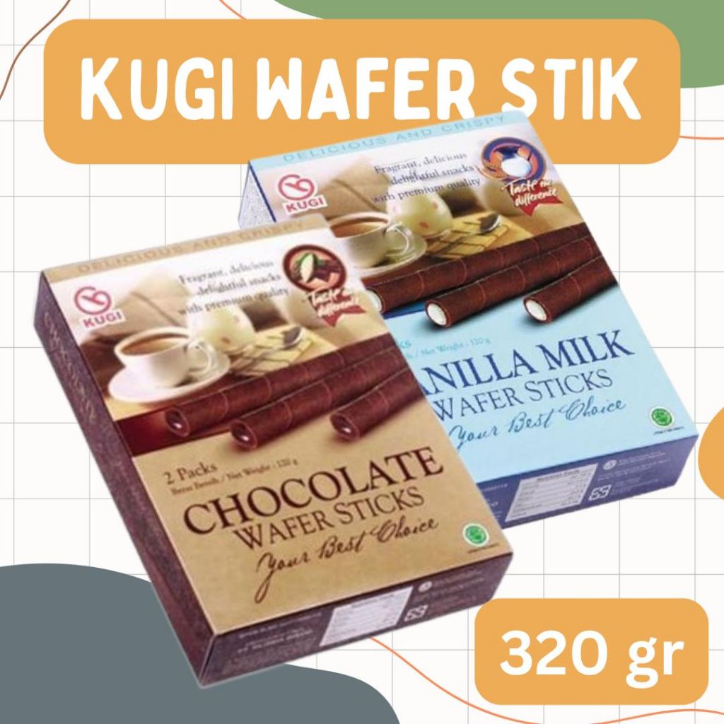 

WAFER STIK KUGI RASA COKLAT DAN VANILA 320 gr PER BOX ISI 4 PACKS