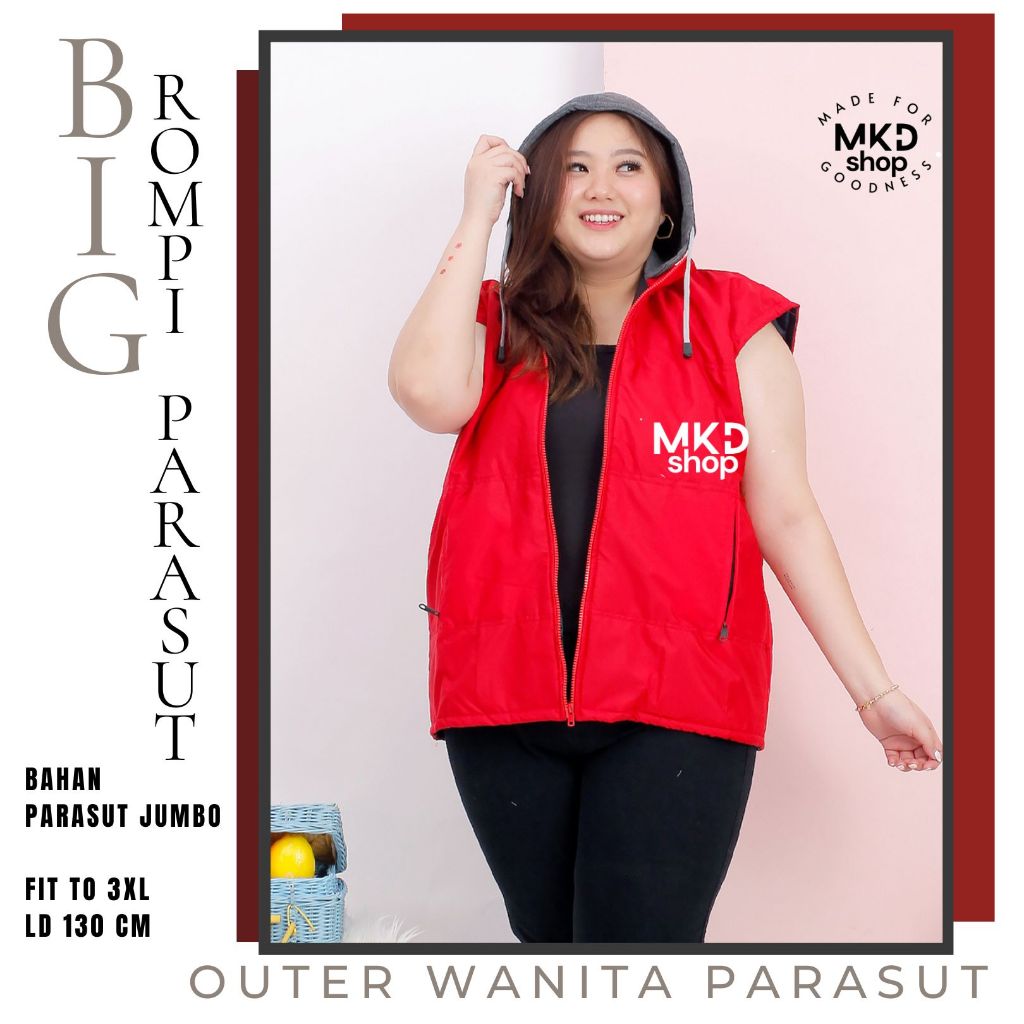 Rompi Parasut Wanita Big Size 3XL LD 130 cm / Outer Vest Jumbo Wanit