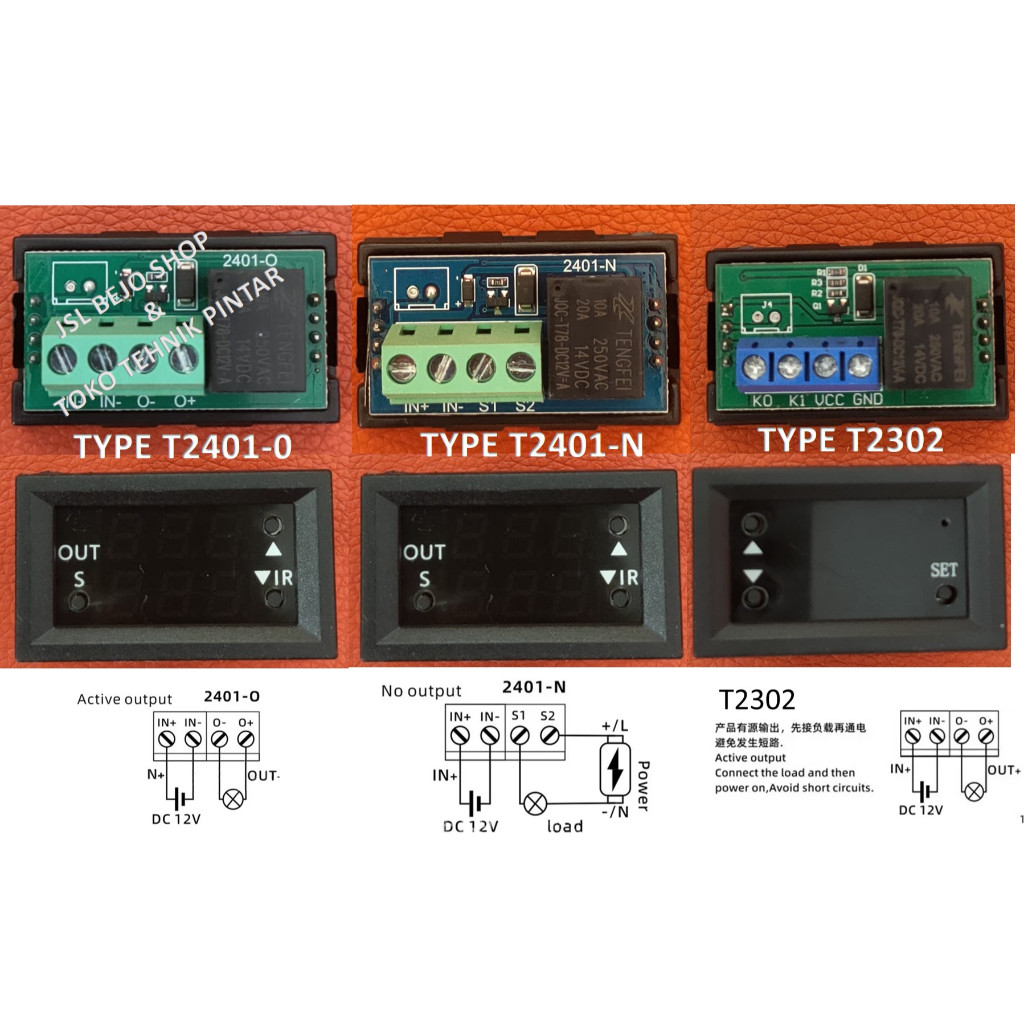 Timer Digital LED Dual Display 0-999 Adjustable 12V Modul Relay T2401-N T2401-0 T2302