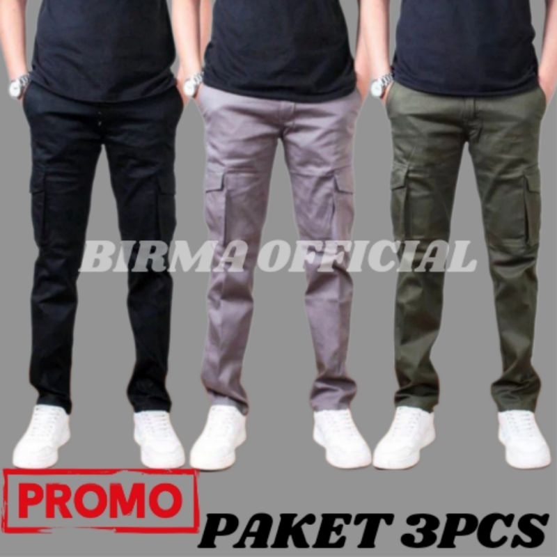 [PROMO PAKET ISI 3PCS] 1 PAKET ISI 3 PCS CELANA CARGO PANJANG PREMIUM PRIA DEWASA TERLARIS