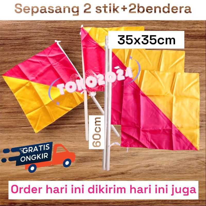 bendera semaphore SEPASANG 2 STIK + 2 BENDERA/ BENDERA SEMAPHORE/ BENDERA HW SEMAPHORE