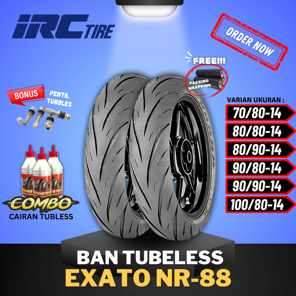PROMO [READY COD] BAN IRC EXATO NR88 TUBELESS ( 80/80-14 / 90/80-14 / 100/80-14 ) IRC RING 14 BAN