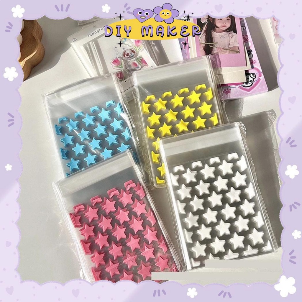 

DM 50 Lembar 8X10 CM Plastik Bening Packing Aksesoris Polaroid Kartu Kpop Pokemon Card Motif Bintang