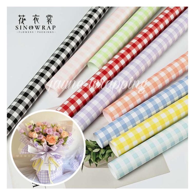 

Hemat Biaya 1PAK2LEMBAR JRR Kertas Buket Bunga Kotak Kotak Flower Wrapping Paper Cellophane