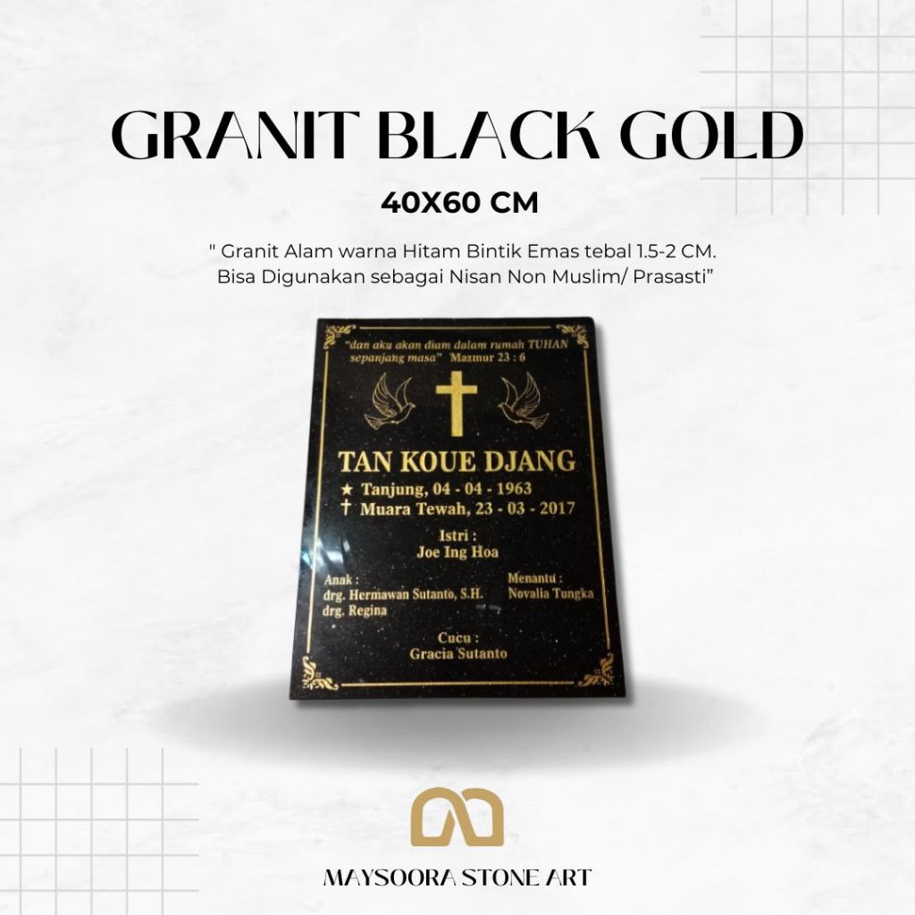 BATU NISAN GRANIT PREMIUM BLACK GOLD 40X60 CM