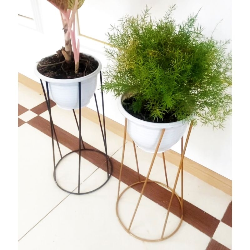 Dudukan Pot Bunga Besi 40x25 cm, Rak Tanaman Unik Minimalis untuk Mempercantik Sudut Ruangan