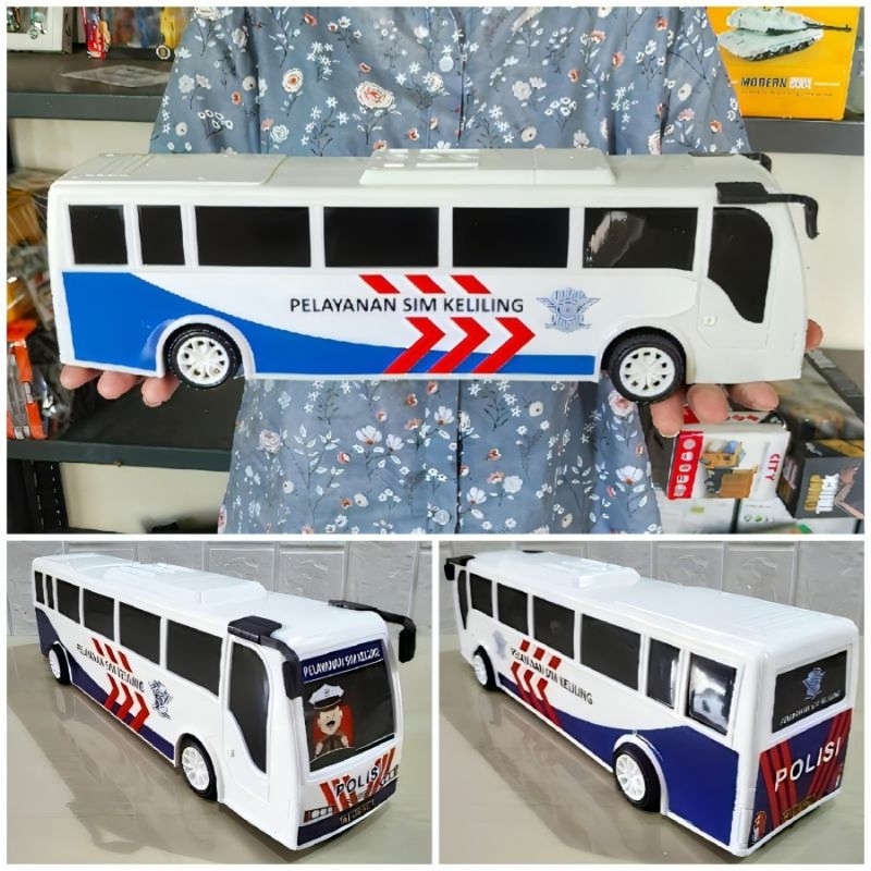 Mainan Bus Polisi Besar Panjang jalan Tanpa Baterai Model Friction - Mainan Mobil Mobilan Bis Police
