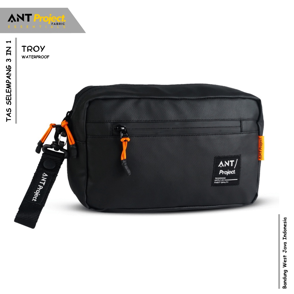 ANT PROJECT  Tas Handlebar Bag TROY 3in Selempang  Tas Stang Sepeda Black Waterproof