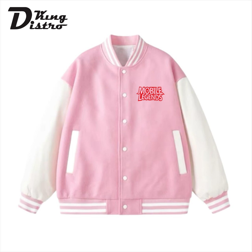 [ COD ] Jaket Baseball Varsity kancing MOBIL LEGEND Text MERAH Jaket Varsity Kancing Premium Pria Wa