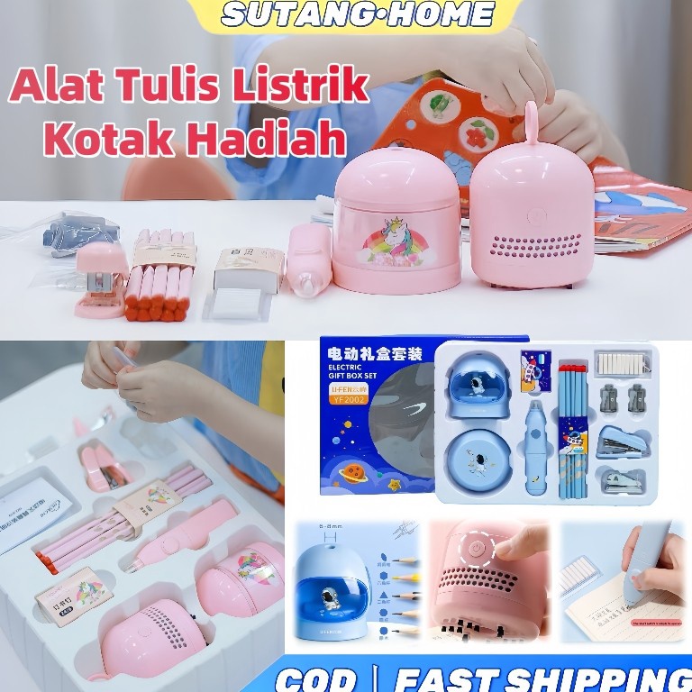

ART W6N2 SUTANGElectric Stationery Set Set Alat Tulis Elektrik Rautan Penghapus Vacuum Pensil 11 in 1 Alat Tulis Listrik Anak Kotak Hadiah