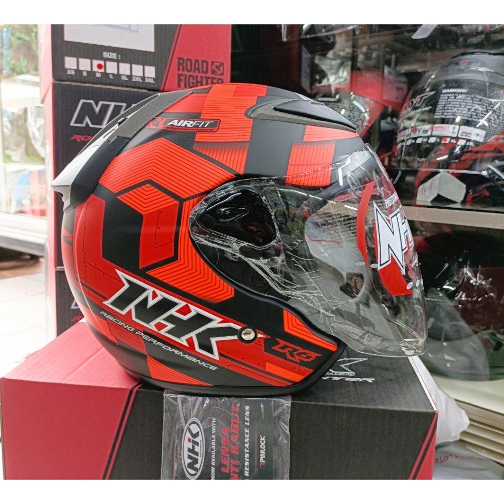 HELM NHK R6 CUBE BLACK RED DOFF NHK R-6 MOTIF CUBE ORIGINAL SNI