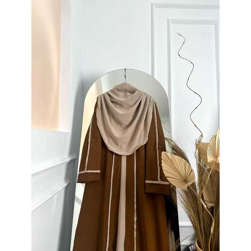 Grosir Gamis Fashion | Halwa Abaya Kombinasi | Ukuran S M L XL XXL | Gamis Abaya Set Hijab Bahan Cri