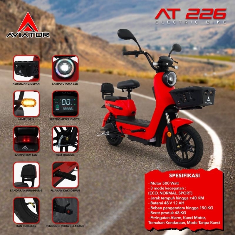 SEPEDA LISTRIK EXOTIC / AVIATOR X610 (FREE HELM) / X650 / EV-922 / EV-928 / AT- 226  500 WATT 48V / 