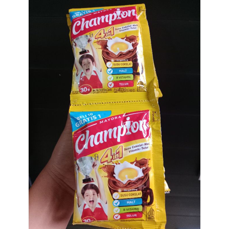 

ENERGEN CHAMPION 1 RENCENG 10 SACHET GRATIS 1 SACHET