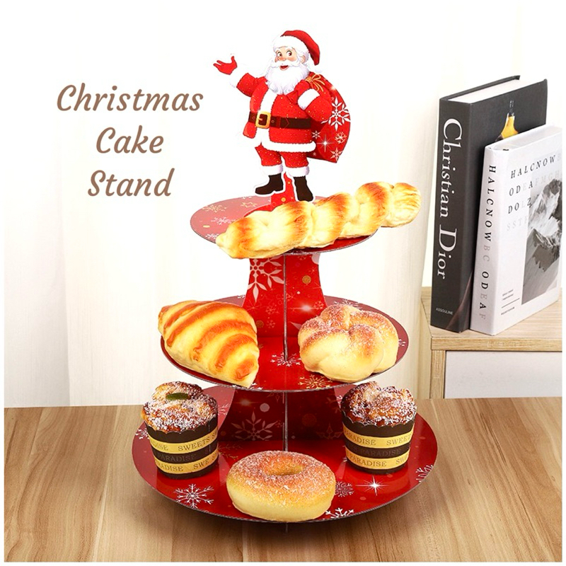 Christmas Cake Stand Piring Susun Nuansa Natal Piring Kue Snack Cookies Cemilan Natal Piring 3 Susun