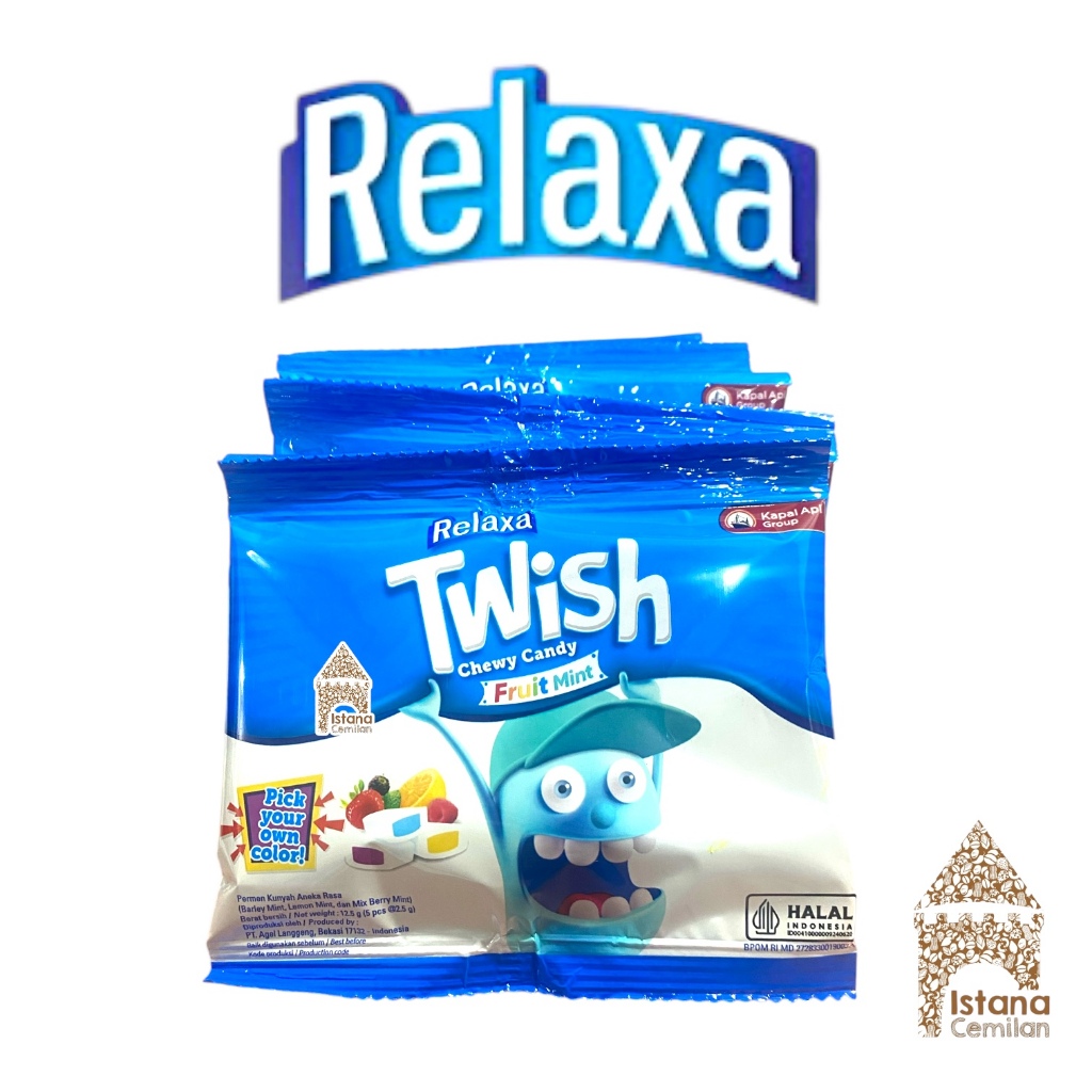 

Relaxa Twish Permen Chewy Candy Fruit Mint RENCENG (isi 10 pcs)