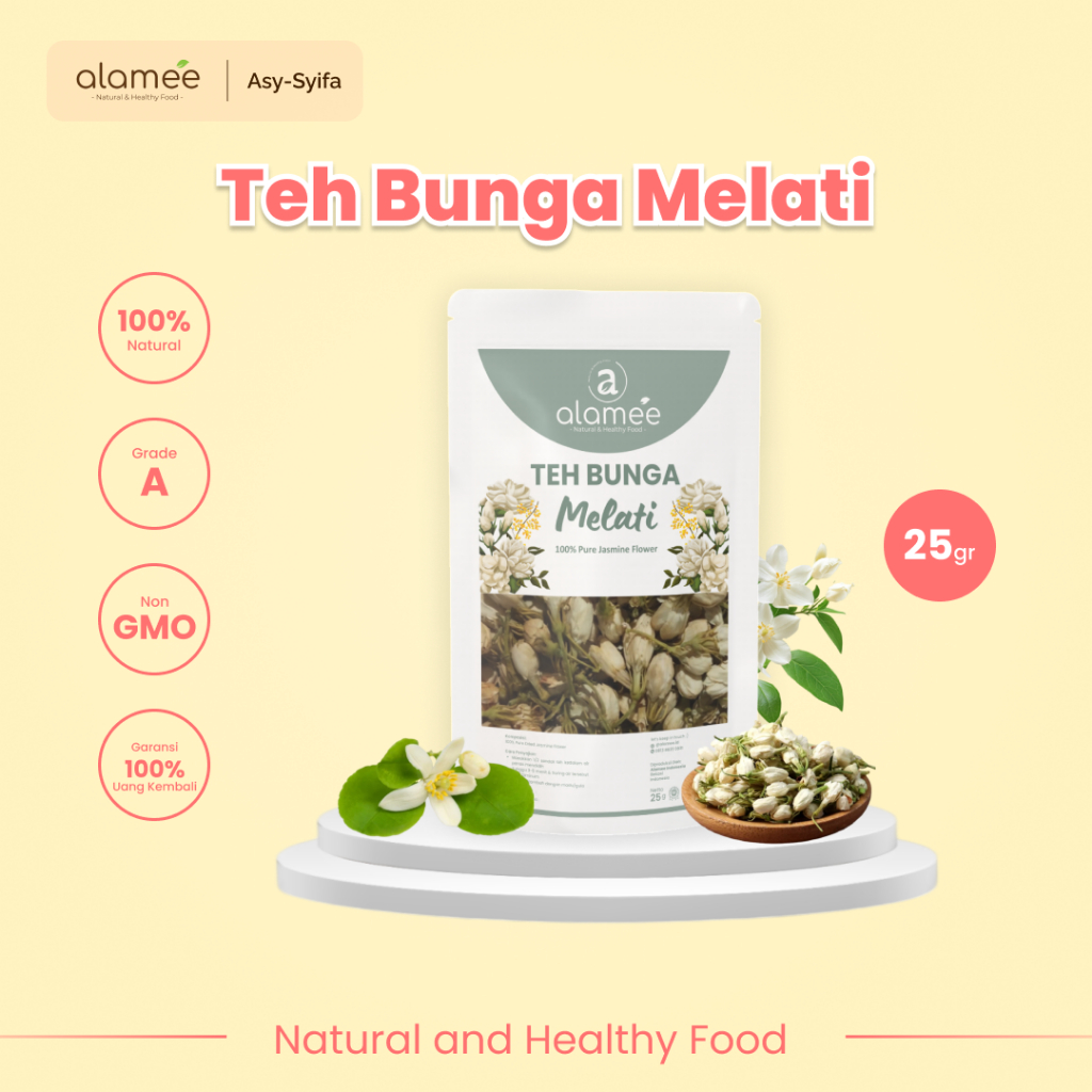 

ALAMEE Teh Bunga Jasmine Tea Flower Melati Organik Jasmin Herbal Kering Dried Siap Seduh Minum 25gr