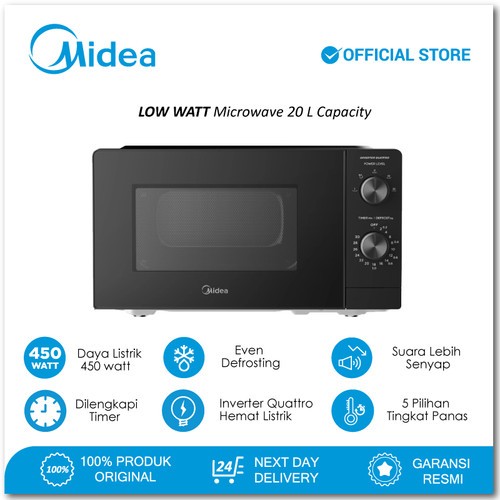 Midea MMO20PLA-MMPFBK Microwave Oven Listrik 20 Liter Hitam