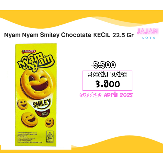 

Nyam Nyam Smiley Chocolate KECIL 22.5 gram