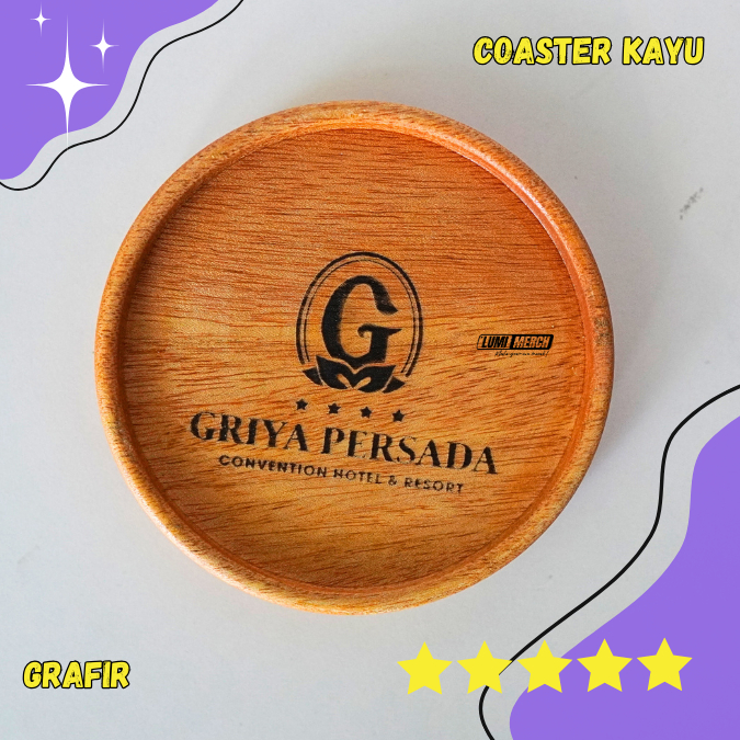 Tatakan Gelas Kayu Mahoni Coaster Kayu FREE GRAFIR