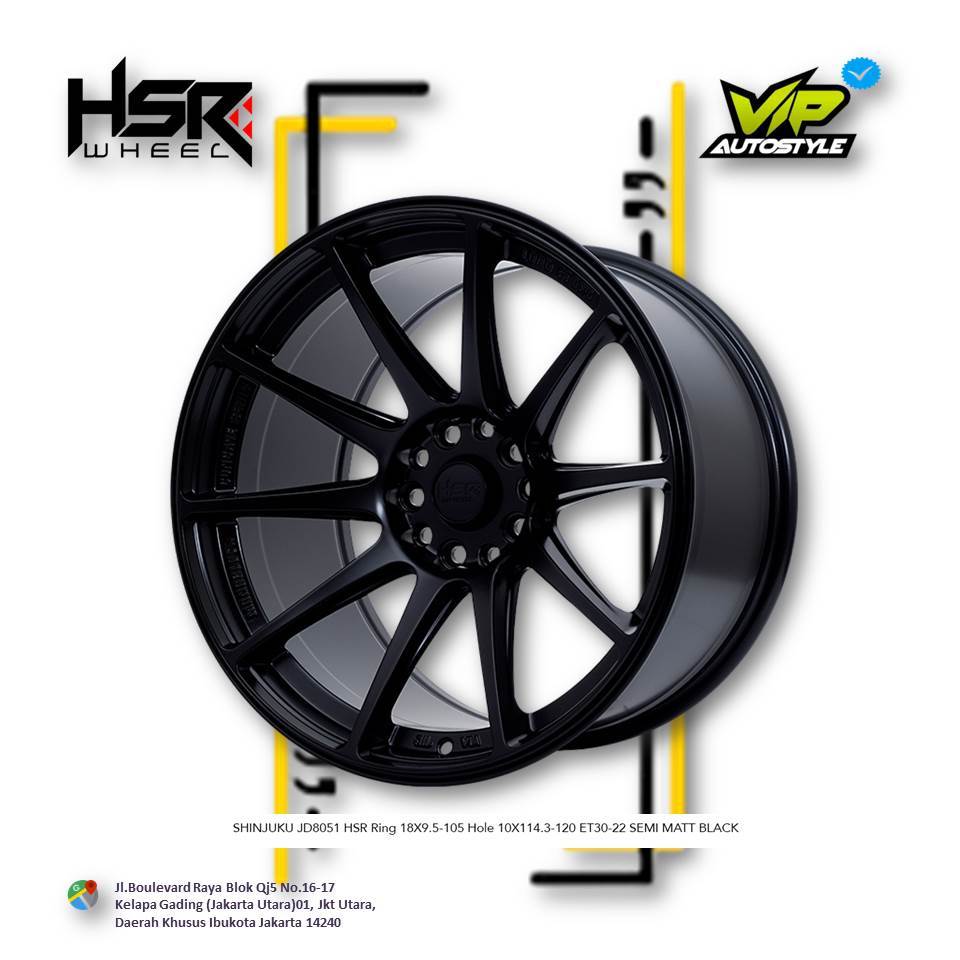 HSR SHINJUKU R18 - Velg Mobil Celong Civic Turbo, Camry, Ft68, Innova Reborn Ring 18 Jari jari