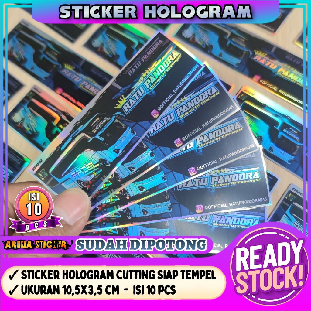 

10 pc Sticker Bus Ratu Pandora Hologram Panjang SUDAH DIPOTONG Tinggal Tempel Stiker Piano Sepeda