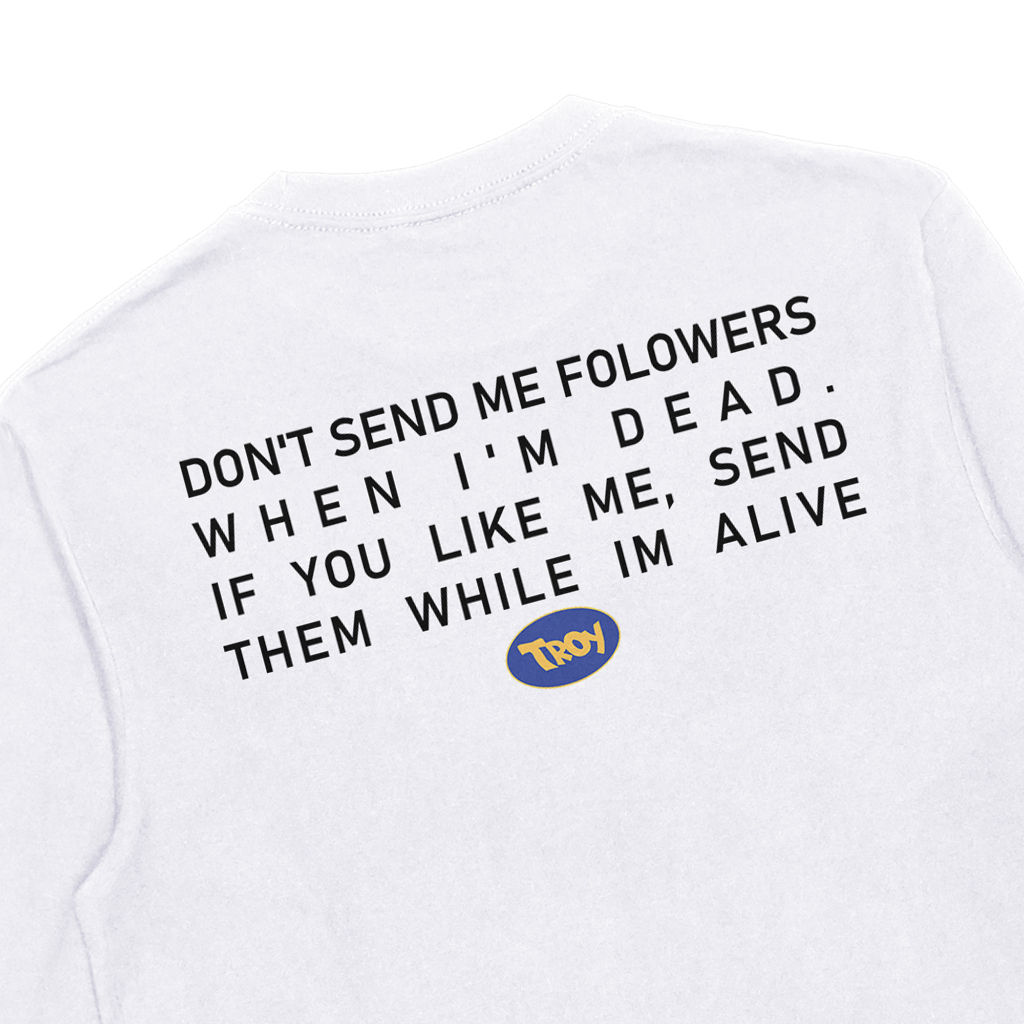 Troy Company Longsleeve Tshirt White Death Allusion - Kaos Putih Lengan Panjang LSD 2828