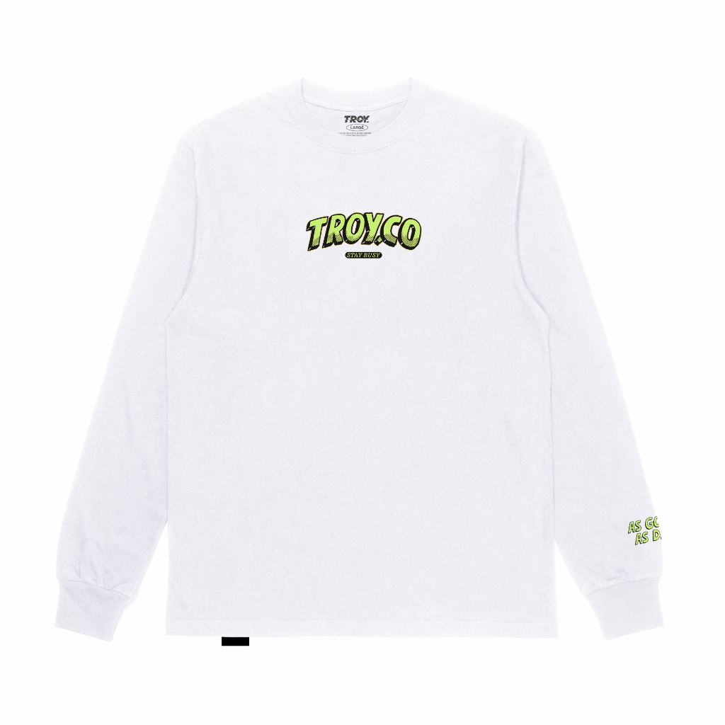 Troy Company Longsleeve Tshirt White Neon - Kaos Lengan Panjang Putih LS 2829