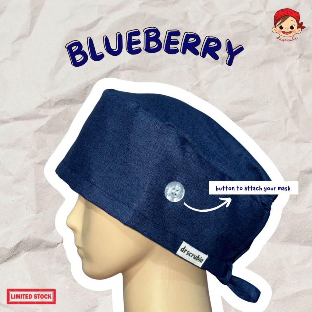 Head Cap / Topi Bedah / Surgical Cap / Nurse Cap / Scrub Hat DS-337 Blueberry