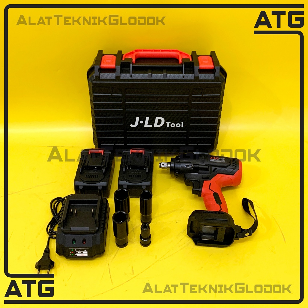 BUKAAN BAUT BAN TRUK MOBIL MOTOR TORSI BESAR 650NM JLD 88 2 BATERAI 88 V MESIN IMPACT WRENCH JLD KOM