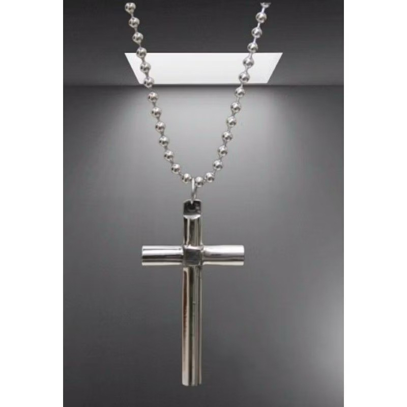 KALUNG SALIB BESI PUTIH / KALUNG PRIA / KALUNG PRIA DAN WANITA / KALUNG TITANIUM