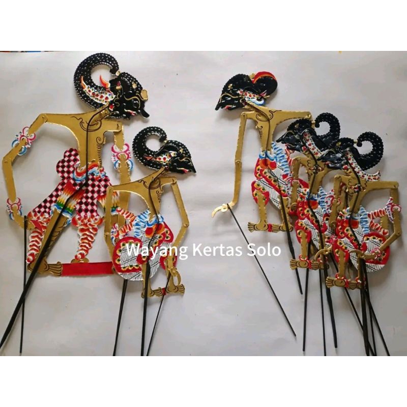 Wayang Pandawa Lima wayang Pandawa emas set lengkap bahan karton duplex tebal cat bolak-balik wayang