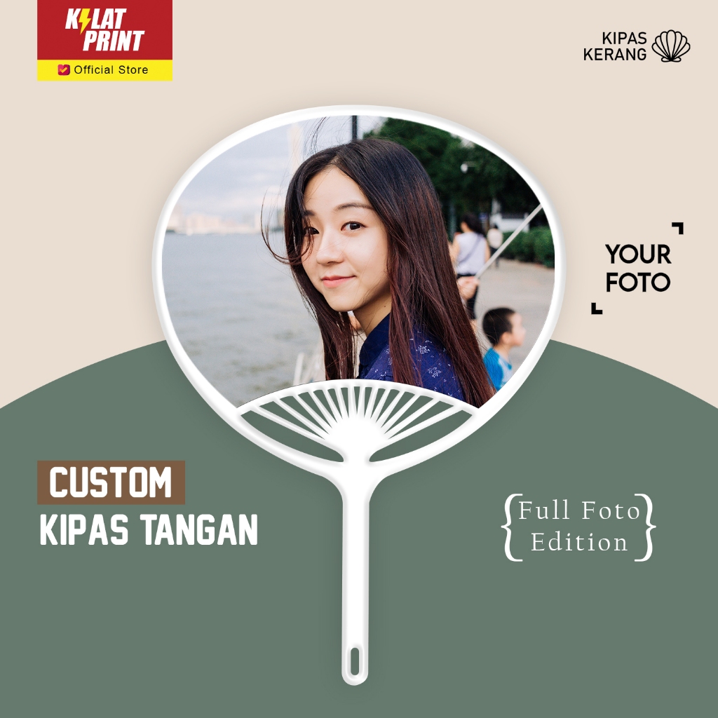 Custom Kipas Tangan Kerang Hand Fan Full Foto