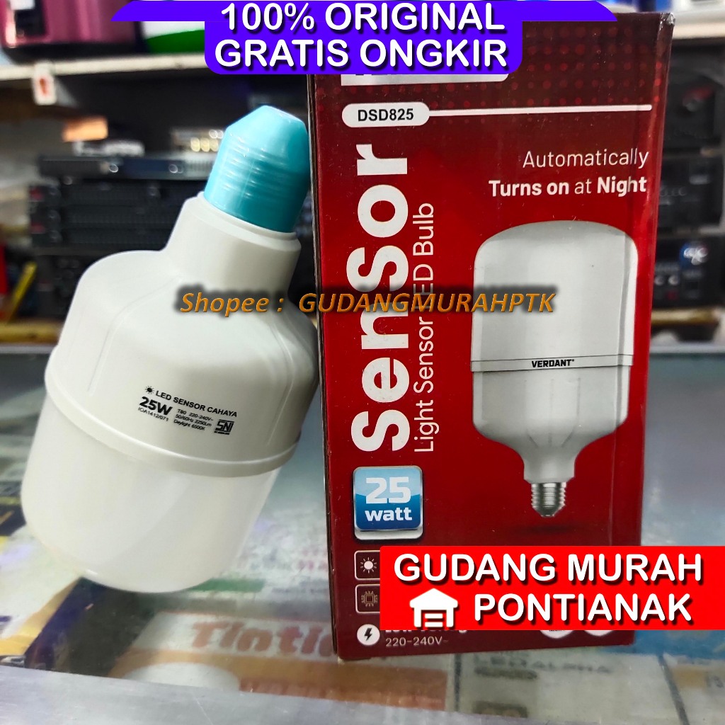 Lampu led Bohlam sensor 25w KAPSULE JUMBO OTOMATIS cahaya uv outdoor VERDANT 25 WATT DSD 825