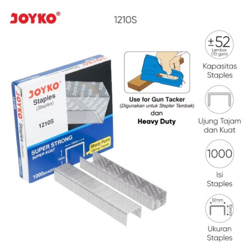 

HEAVY DUTY/ISI STAPLES ALAT TEMBAK/ISI GUNTACKER JOYKO 1210S (12mmx10mm)