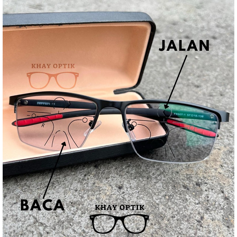 Kacamata Progresif Sport Half Frame | Kacamata Baca Sport Progresif Frame Ferrari Setengah Bingkai U