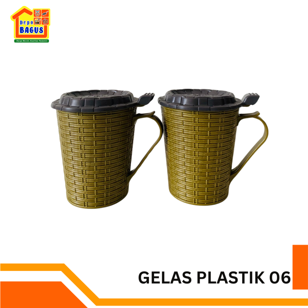 Cangkir Kopi Late Gold, Cangkir Plastik, Cangkir Tutup