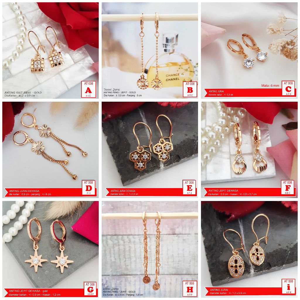 AT 008 Anting Kait Dewasa Model Tassel Panjang Perhiasan Emas Imitasi Aksesoris Xuping Luxx Xuping