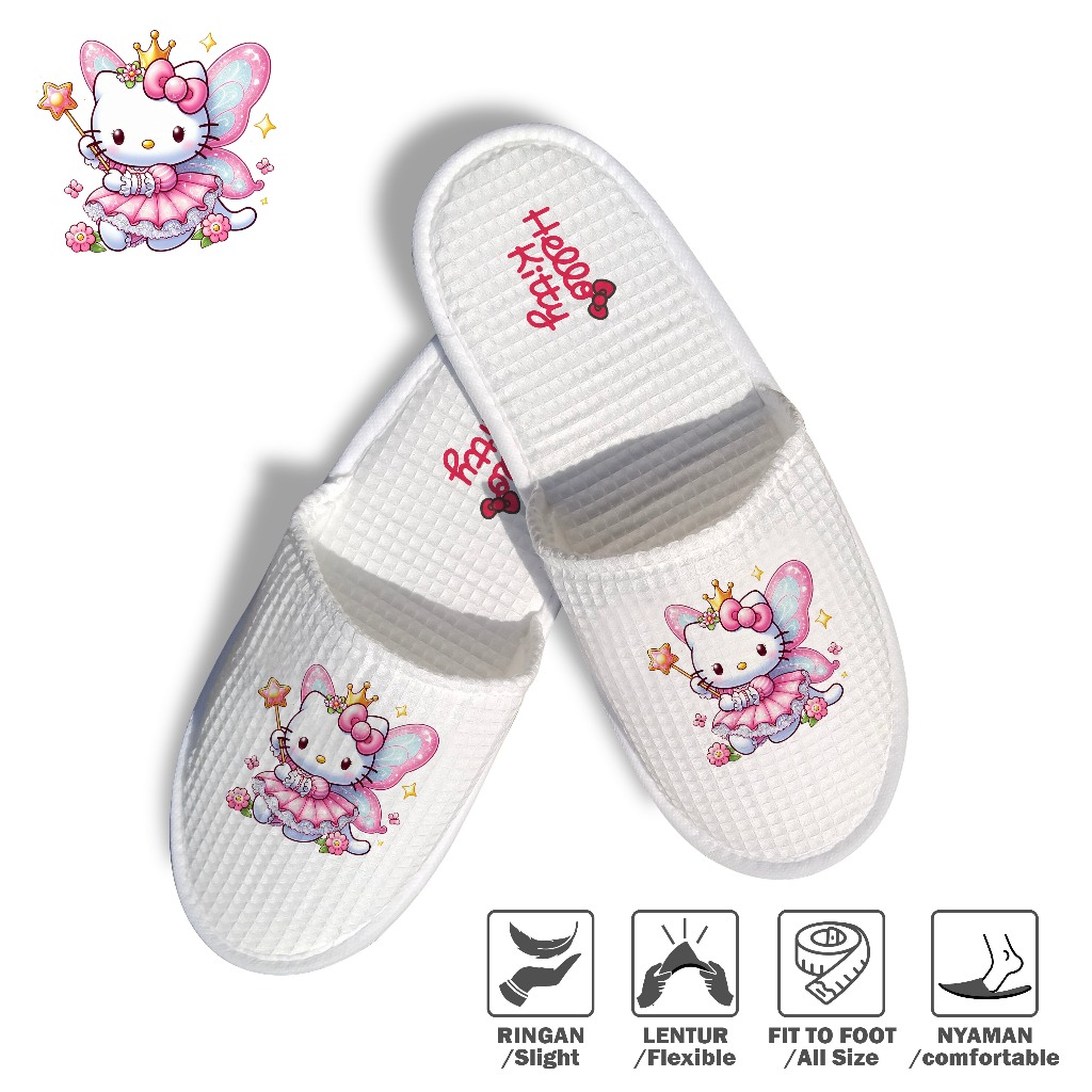 SopySandal HelloKitty Fairy Sandal Rumah/Hotel Wafle Motif Hello Kitty
